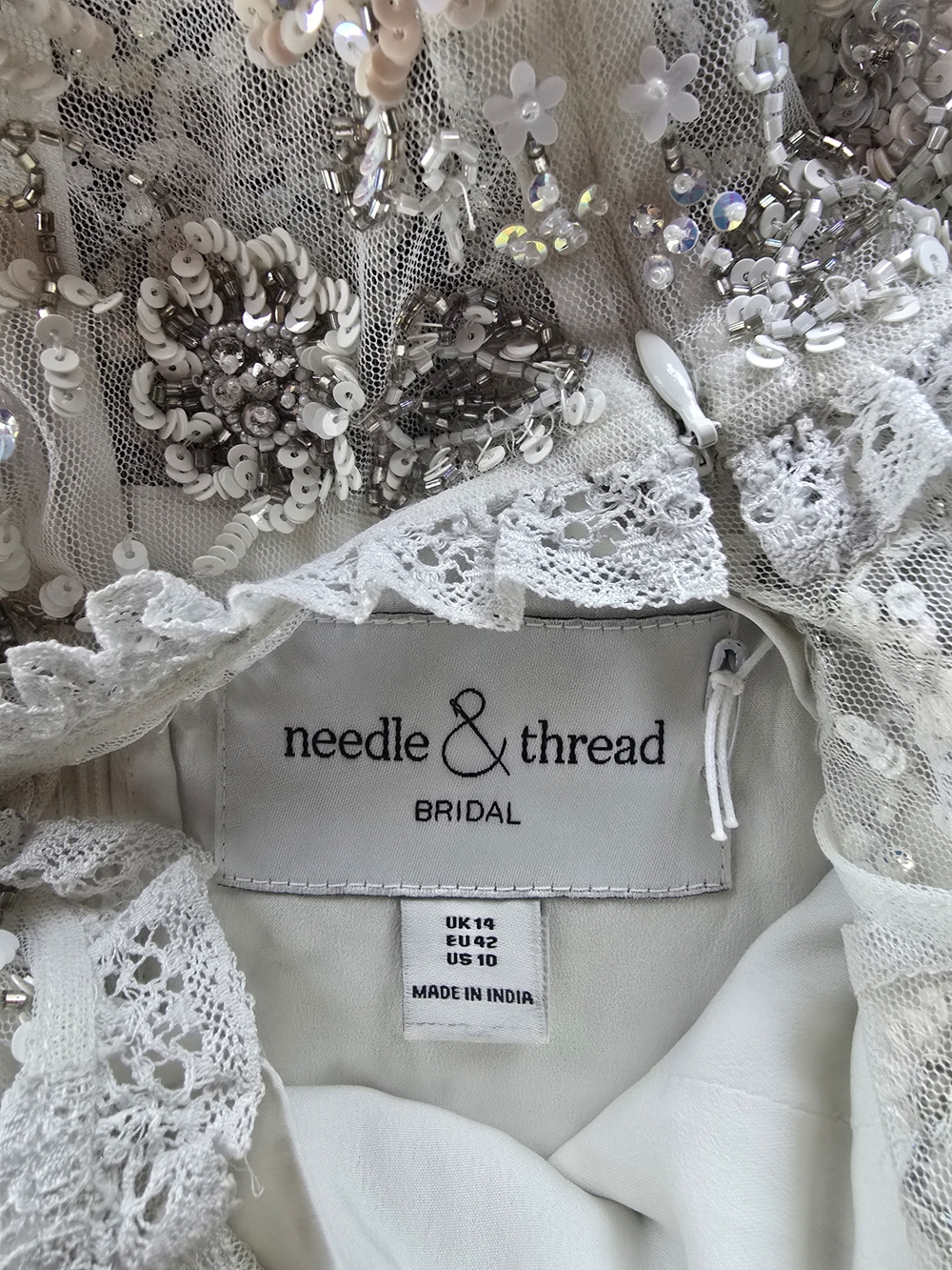 Needle & Thread Bridal Sequin and Lace Embellished Dress in Ivory - Picture 2 of 5